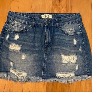 Free People distressed Denim Mini Skirt (NWT)